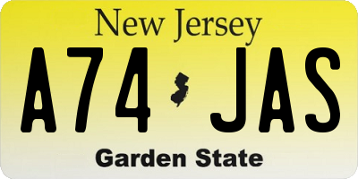 NJ license plate A74JAS
