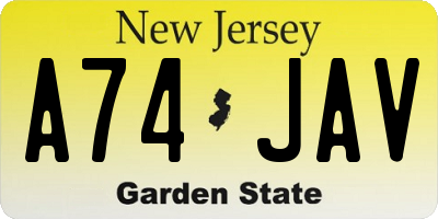 NJ license plate A74JAV