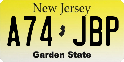 NJ license plate A74JBP