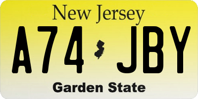 NJ license plate A74JBY