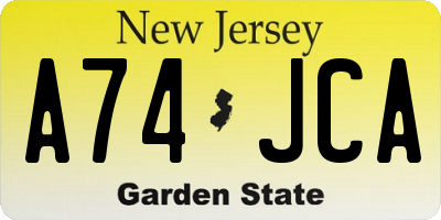 NJ license plate A74JCA