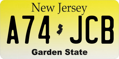 NJ license plate A74JCB