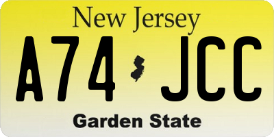 NJ license plate A74JCC