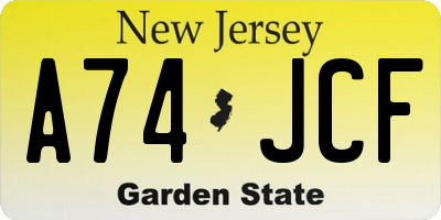 NJ license plate A74JCF