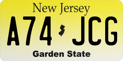 NJ license plate A74JCG