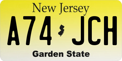 NJ license plate A74JCH