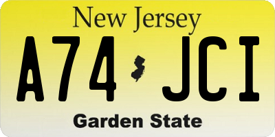 NJ license plate A74JCI