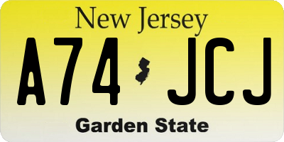NJ license plate A74JCJ