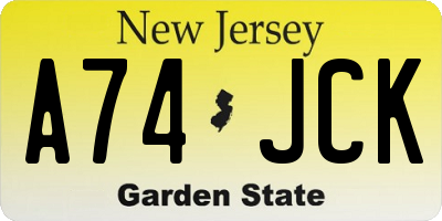 NJ license plate A74JCK