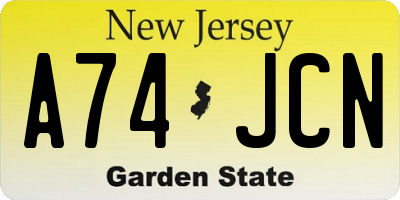 NJ license plate A74JCN