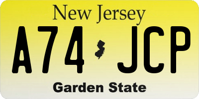 NJ license plate A74JCP