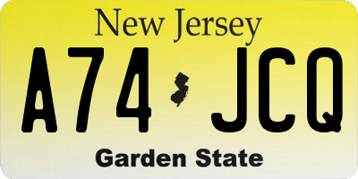 NJ license plate A74JCQ