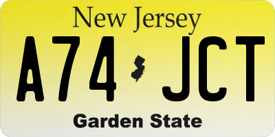NJ license plate A74JCT