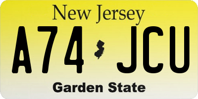 NJ license plate A74JCU