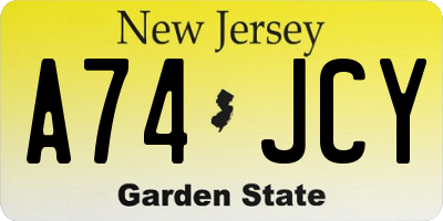 NJ license plate A74JCY