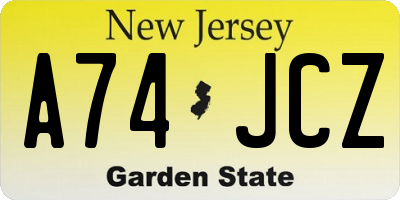 NJ license plate A74JCZ