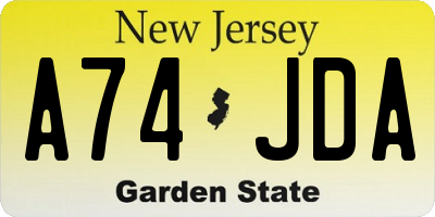 NJ license plate A74JDA
