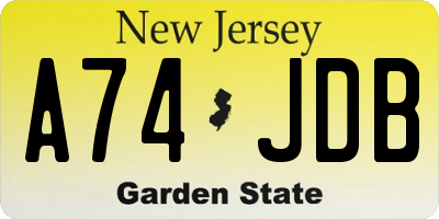 NJ license plate A74JDB