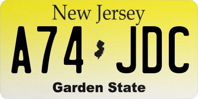 NJ license plate A74JDC