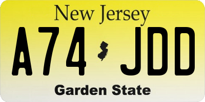 NJ license plate A74JDD