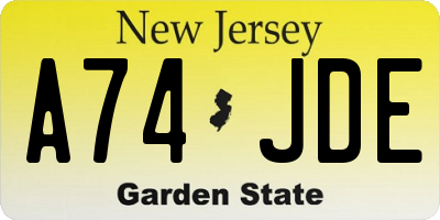 NJ license plate A74JDE