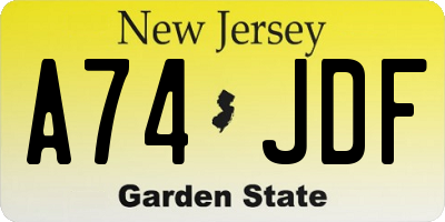 NJ license plate A74JDF