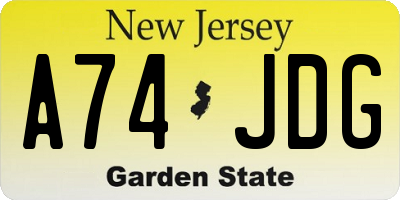 NJ license plate A74JDG
