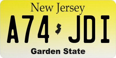 NJ license plate A74JDI
