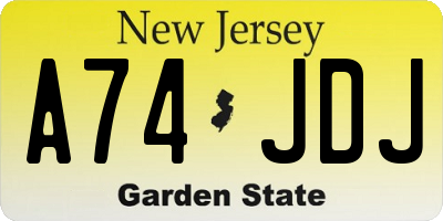 NJ license plate A74JDJ