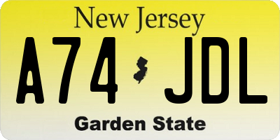 NJ license plate A74JDL
