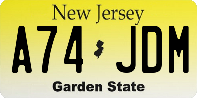 NJ license plate A74JDM