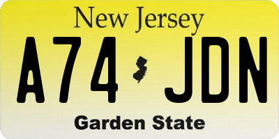 NJ license plate A74JDN