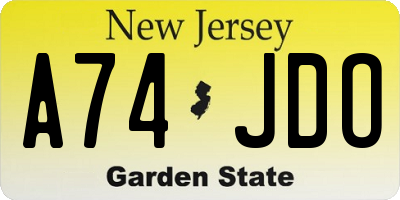 NJ license plate A74JDO