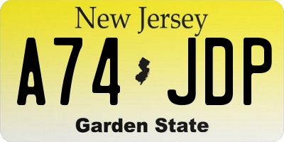 NJ license plate A74JDP