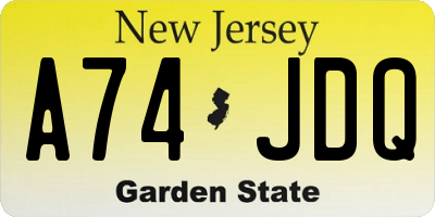 NJ license plate A74JDQ