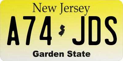 NJ license plate A74JDS