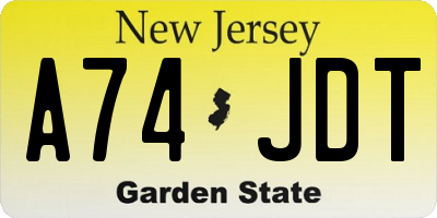 NJ license plate A74JDT