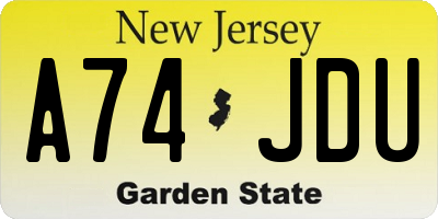 NJ license plate A74JDU
