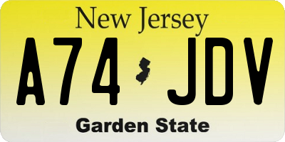 NJ license plate A74JDV