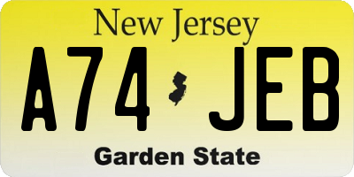 NJ license plate A74JEB