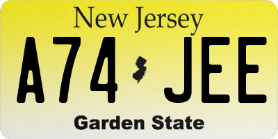 NJ license plate A74JEE