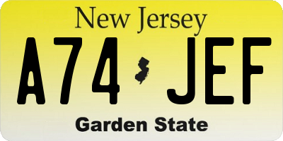 NJ license plate A74JEF