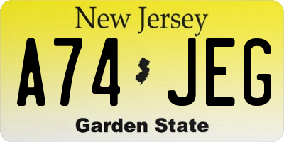 NJ license plate A74JEG