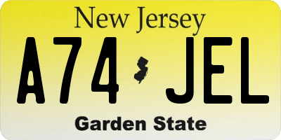 NJ license plate A74JEL