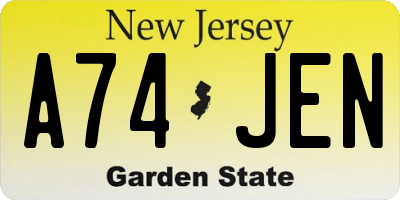 NJ license plate A74JEN
