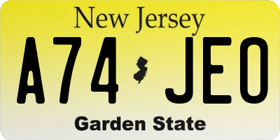 NJ license plate A74JEO