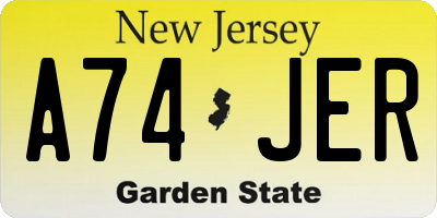 NJ license plate A74JER
