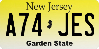 NJ license plate A74JES