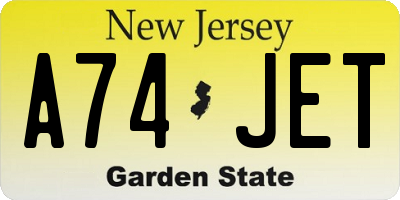 NJ license plate A74JET