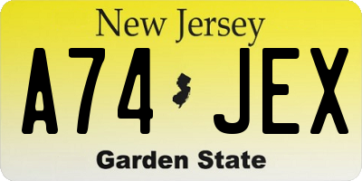 NJ license plate A74JEX